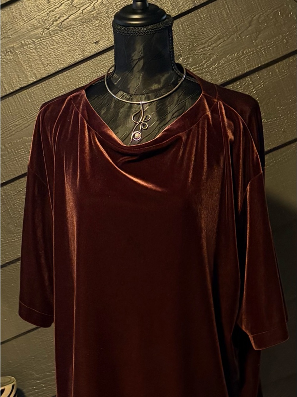 Uniqlo Velvet Cowl Neck Top - Deep Wine